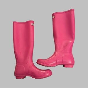 HUNTER Women’s Tall Gloss Hot Pink Rain Boots Size 9
